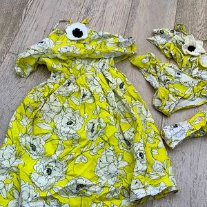 Janie and jack girls size 8 matching swimsuit, cover-up, and headband